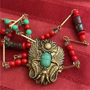 Vintage 1930s Bakelite Scarab & Snake Scarab Broach & Necklace